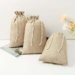 Lot de 12 sacs en jute, sacs en tissu, sacs cadeaux, sacs pour calendrier de l'avent (marron)