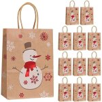 Lot de 12 sacs de no�l en papier brun sacs cadeaux, sacs � bonbons, sacs de transport ? d�coration de ...