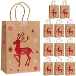 Lot de 12 sacs en papier marron de no�l sacs cadeaux de vacances, sacs � bonbons, sac fourre - tout ? ...