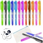 Lot de 12 stylos � bille effa�ables, stylos gel effa�ables, stylos gel color�s avec gomme pour coloriages, ...