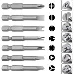 Lot de 13 embouts de tournevis spciaux en acier magntique hexagonaux 1 / 4 , cruciformes, en u, en ...