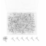 Lot de 130 punaises transparentes avec bo�te en plastique pour tableau d'affichage, carte, photos, maison, ...