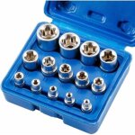 Lot de 14 douilles torx femelles e4 - e24 e - torx hexagonales