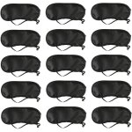 Lot de 15 masques de sommeil pour les yeux doux avec coussinet de nez noir