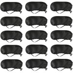 Lot de 15 masques de sommeil pour les yeux doux avec coussinet de nez noir