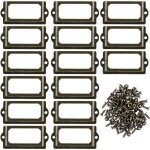 Lot de 15 porte - �tiquettes en m�tal avec vis pour bureau, biblioth�que, biblioth�que, �tag�res, bronze, ...
