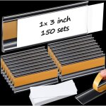 Lot de 150 porte - �tiquettes autocollants 3 x 1 pouce avec inserts en papier, transparents pour �tag�res ...