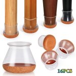 Lot de 16 protège - pieds de chaise transparents (3 x 3 x 3 cm), en silicone, pour sols, adaptés aux ... Lot de 16 protège - pieds de chaise transparents (3 x 3 x 3 cm), en silicone, pour sols, adaptés aux ...