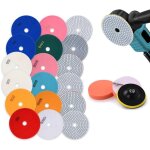 Lot de 16 tampons de polissage diamant, 125mm patins de pon�age, avec support en caoutchouc m14 et feutre ...