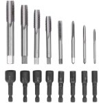 Lot de 16 tarauds � douille en acier alli� 6542 � tige hexagonale en acier � grande vitesse mandrin de ...