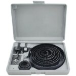 Lot 17 scies cloches 19 - 127mm - acier carbone - pour bois, placopl�tre, plastique - noir - id�al spots ...