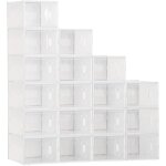 Homcom - lot de 18 boites cubes rangement à chaussures modulable avec portes transparentes - dim. 25l ... Homcom - lot de 18 boites cubes rangement à chaussures modulable avec portes transparentes - dim. 25l ...