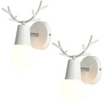Lot de 2 appliques murales créatives, applique murale moderne et simple en fer, culot e27, tête de cerf ... Lot de 2 appliques murales créatives, applique murale moderne et simple en fer, culot e27, tête de cerf ...