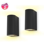 Lot de 2 appliques murales extérieures led noires ip44, 2x gu10 5w 400lm, blanc chaud 3000k, faisceau ... Lot de 2 appliques murales extérieures led noires ip44, 2x gu10 5w 400lm, blanc chaud 3000k, faisceau ...