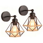Lot de 2 appliques murales interieures industrielle, m�tal design cage noir r�glable lampe murale vintage ...