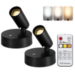 Lot de 2 appliques murales led sans fil avec t�l�commande, spot magn�tique rechargeable, rotation � 350�, ...