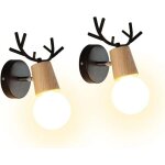 Lot de 2 applique murale moderne crative design deer antler lampes murale interieur en bois et mtal ...