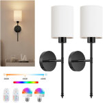Lot de 2 appliques murales � piles, ampoules rechargeables rvb � intensit� variable, t�l�commande, lampe ...