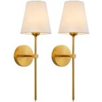 Lot de 2 appliques murales pour salle de bain, �clairage mural avec abat - jour en tissu blanc, id�al ...