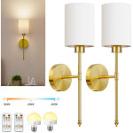 Lot de 2 appliques murales sans fil, lampes murales � piles, ampoules � intensit� variable, sans c�blage, ...