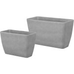 Lot de 2 bacs à fleurs gris effet pierre en polyrésine, 2 tailles différentes au design moderne, idéal ... Lot de 2 bacs à fleurs gris effet pierre en polyrésine, 2 tailles différentes au design moderne, idéal ...