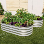 Lot de 2 bac potager sur�lev� en m�tal galvanis� 122x61x30, 5 cm, fond ouvert, r�sistant � la rouille, ...