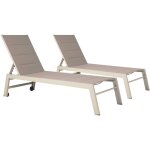 Happy garden - lot de 2 bains de soleil barbados en textil�ne taupe - aluminium taupe