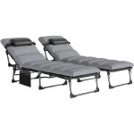 Lot de 2 bain de soleil - chaise longue jardin - outsunny - matelas 9cm pliable dossier 5 positions - ...
