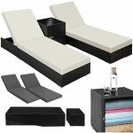 Lot de 2 bains de soleil luxueux tectake duo design - cadre en aluminium - noir