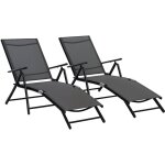 Lot de 2 bain de soleil - outsunny - pliante - dossier r�glable 7 positions - cadre en aluminium - 64x134x95cm ...