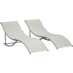 Lot de 2 bains de soleil pliables design contemporain - lot de 2 transats ergonomiques - alu. textil�ne ...