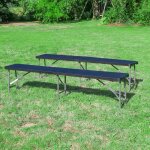 Lot 2 bancs pliables noir 180cm - lot de deux bancs pliants pour table de camping - x2 banc pliable id�al ...