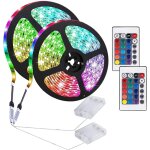 Lot de 2 bandes lumineuses led aliment�es par piles avec t�l�commande 24 touches, pour arri�re - plan ...