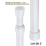 Lot de 2 barres t�lescopiques � ressort multifonction blanches, extensibles de 30 � 50 cm, pour armoires, ...