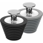 Lot de 2 bouchons universels pour baignoire et �vier de salle de bain - noir et gris