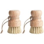 Lot de 2 brosses � champignons - brosse de cuisine - brosse � l�gumes - brosse � vaisselle en bois - ...