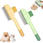 Lot de 2 brosses pour chat - brosse pour chien - poils courts - autonettoyante - avec un bouton - peigne ...