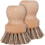 Lot de 2 brosses de nettoyage pour po�les et po�les en fonte, manche 100% bois de h�tre et poils en fibre ...