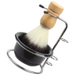 Lot de 2 brosses � raser et bol, support pour brosse � raser, bol � raser