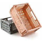 Lot de 2 caisses pliantes en plastique - bo�tes de rangement solides pour cuisine, chame � coucher, bureau ...