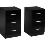 Lot de 2 caisson de bureau meuble de rangement avec 3 tiroirs pour lettre, dossiers et documents noir ...