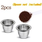 Lot de 2 capsules de caf� rechargeables et r�utilisables en acier inoxydable pour nespresso