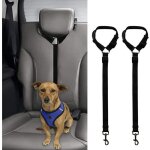 Lot de 2 ceintures de s�curit� pour chien pour voiture, ajustable animaux ceinture de s�curit� pour voiture, ...