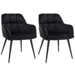 Pascal morabito - lot de 2 chaises avec accoudoirs - velours et mtal - noir - pega de