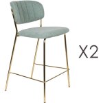M&s - lot de 2 chaises de bar 48x54x89 cm en tissu vert clair - julien M&s - lot de 2 chaises de bar 48x54x89 cm en tissu vert clair - julien