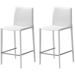 M&s - lot de 2 chaises de bar en cuir recycl coloris blanc - bora bora