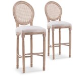Lot de 2 chaises de bar m�daillon louis xvi tissu gris