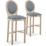 Lot de 2 chaises de bar mdaillon louis xvi tissu gris