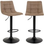 Lot de 2 chaises de bar en microfibre capitonn� et pieds en acier noir moda ? hauteur r�glable de 61 ...