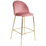 House nordic - lot de 2 chaises de bar pinoz ? confort velours et pieds m�tal dor� - rose